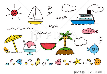 夏休みのイラスト素材セット 126883018