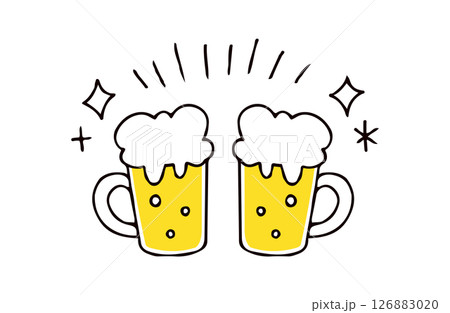 ビールで乾杯するイラスト ビールで乾杯するイラスト 126883020