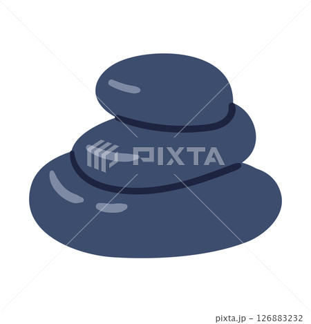Balanced stack of smooth basalt stones for hot stone massage therapy. Hand drawn vector illustration. 126883232