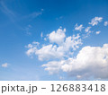 Vast blue sky with fluffy white clouds on a bright day 126883418