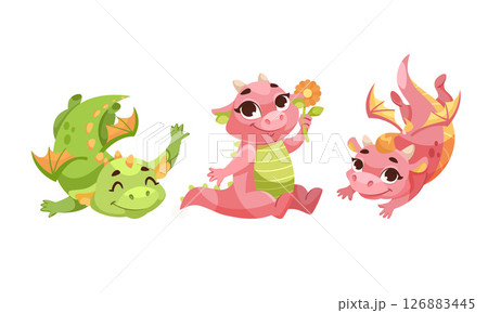 Adorable Pixel Art Dragons Depicted in a Range of Vibrant and EyeCatching Colors 126883445