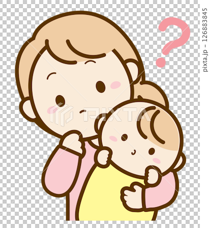 Parenting questions, mother, baby and question mark 126883845