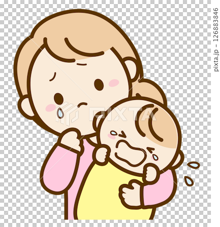 Baby and mother crying Baby and mother crying 126883846