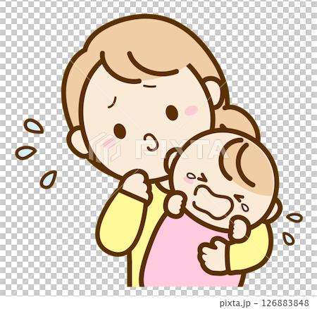 Crying baby and troubled mother 126883848