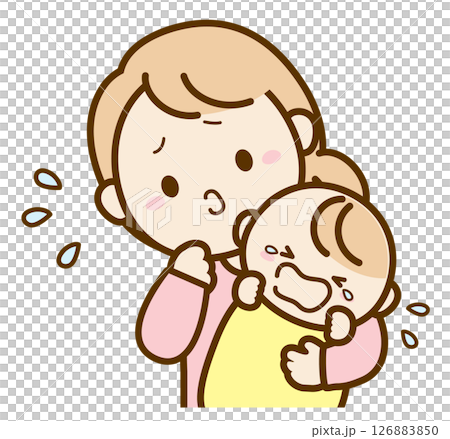 Crying baby and troubled mother Crying baby and troubled mother 126883850