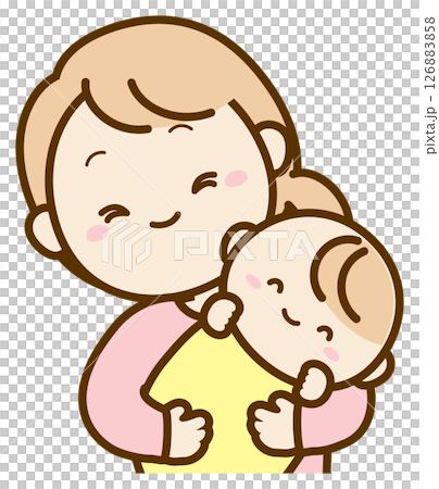 え顔の赤ちゃんとママ 126883858