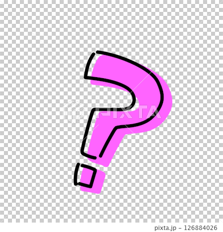 A hand-drawn style fluorescent pink question mark / pop question mark illustration that can be used for SNS and blogs 126884026