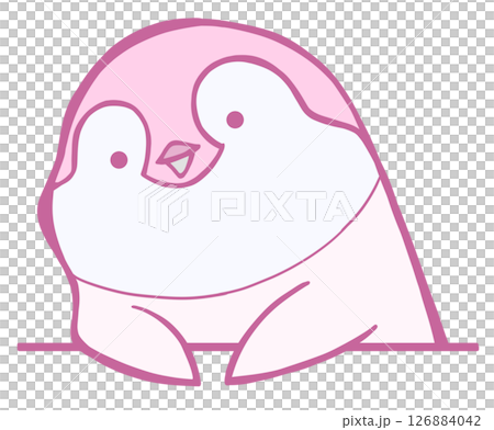 おしゃべりするコウテイペンギンのヒナ(さくら色) 126884042
