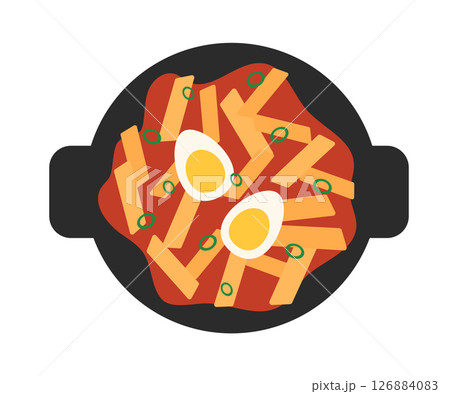 Korean food element. Tteokbokki. Asian cuisine. Vector flat illustration. 126884083