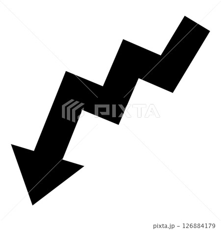 ジグザグの下降矢印　シンプルなアイコン 126884179
