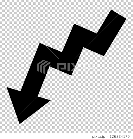 ジグザグの下降矢印　シンプルなアイコン 126884179