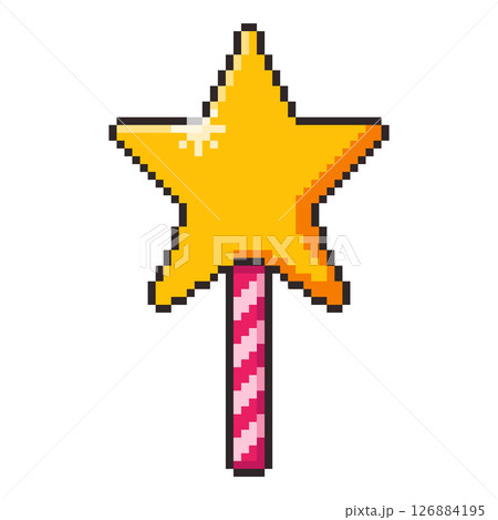 Pixel art Magic Wand with Star game asset design 126884195