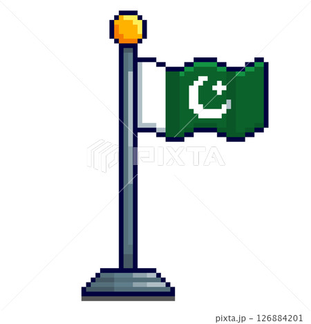 Pixel art Pakistan Flag game asset design Pixel art Pakistan Flag game asset design 126884201