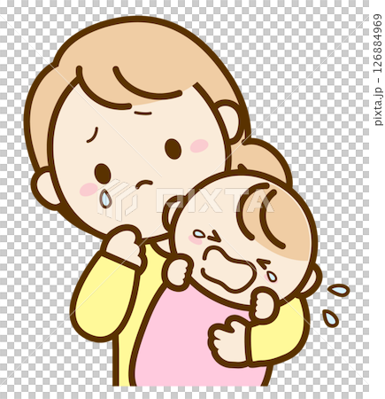 Baby and mother crying Baby and mother crying 126884969