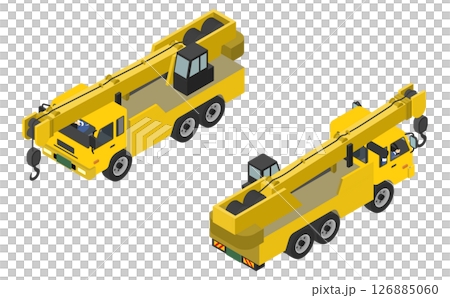 Isometric illustration: A person operating a crane Isometric illustration: A person operating a crane 126885060