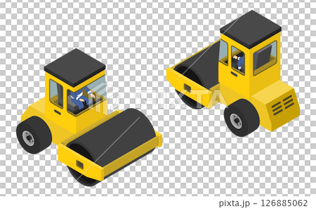等距插圖：駕駛壓路機的人 126885062