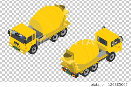 アイソメトリックイラスト：ミキサー車を操縦する人 126885065