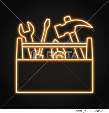 Toolbox with repair tools neon icon 126885067