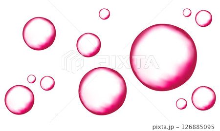 Fizzing air or water pink bubbles on white background. Fizzing air or water pink bubbles on white background. 126885095