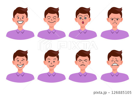 Portraits of man. Boy Avatar. Male emotions. Portraits of man. Boy Avatar. Male emotions. 126885105