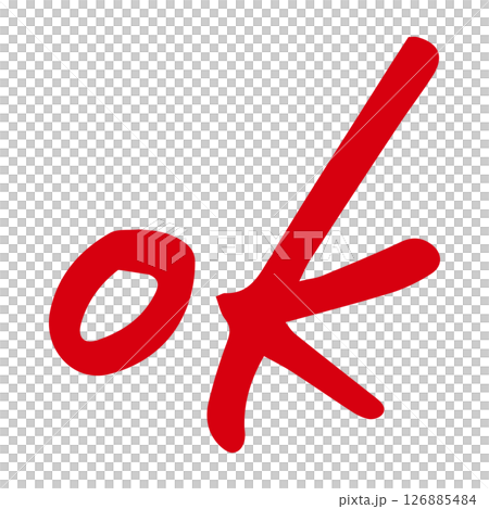Hand-drawn OK sign, drawn with a thick felt-tip pen Hand-drawn OK sign, drawn with a thick felt-tip pen 126885484