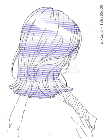 切りっぱなしボブと顔まわりレイヤーあるのおしゃれ女子イラスト 126885609