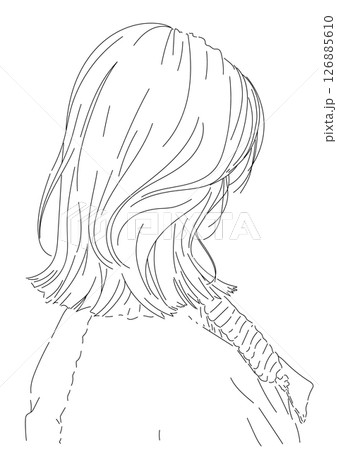 切りっぱなしボブと顔まわりレイヤーあるのおしゃれ女子イラスト 126885610