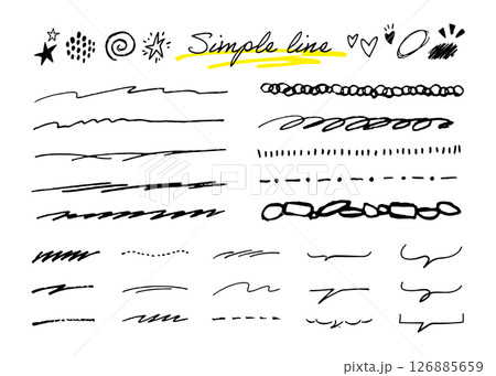 手描きの線のセット。落書きのマーカーペン。下線のベクター素材。 126885659