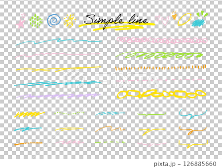手描きの線のセット。落書きのマーカーペン。下線のベクター素材。 手描きの線のセット。落書きのマーカーペン。下線のベクター素材。 126885660