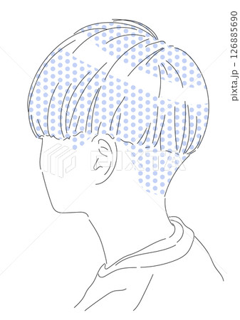 重ためメンズマッシュヘアスタイルのシンプルおしゃれなイラスト 重ためメンズマッシュヘアスタイルのシンプルおしゃれなイラスト 126885690