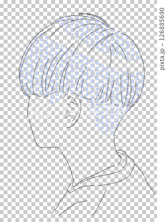 重ためメンズマッシュヘアスタイルのシンプルおしゃれなイラスト 重ためメンズマッシュヘアスタイルのシンプルおしゃれなイラスト 126885690