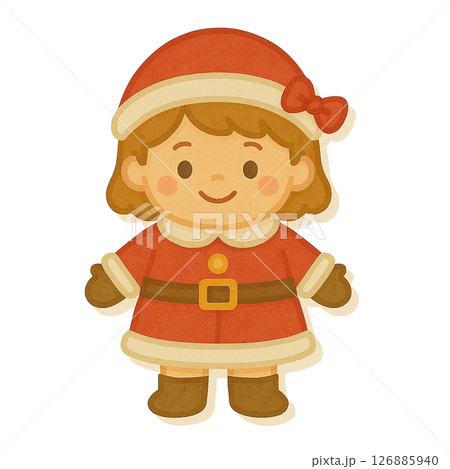 【クリスマス】サンタ服の女の子のイラスト 126885940