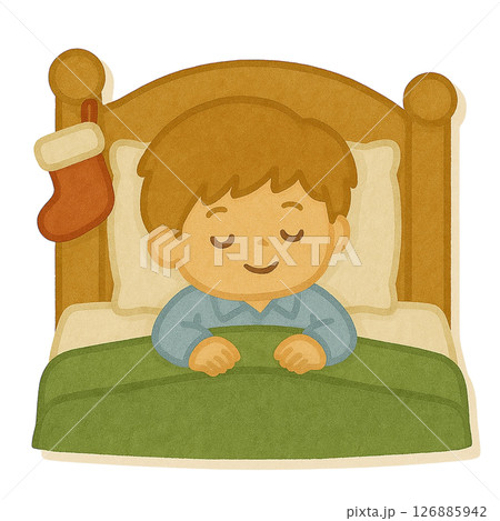 【クリスマス】眠る男の子のイラスト 126885942