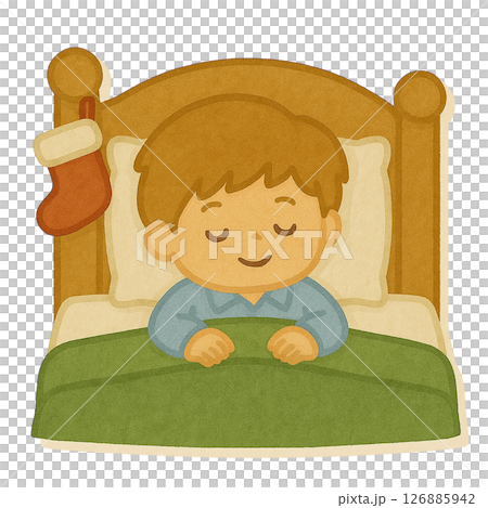 【クリスマス】眠る男の子のイラスト 126885942