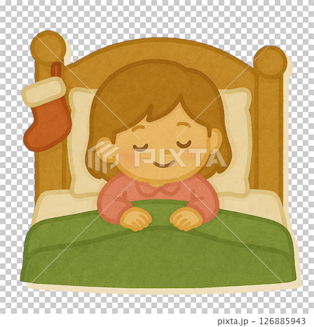 【クリスマス】眠る女の子のイラスト 126885943