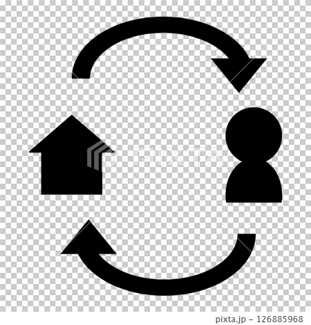 人と家の循環サイクル 矢印アイコン 人と家の循環サイクル 矢印アイコン 126885968