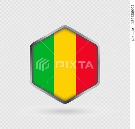 Mali Flag Icon in Hexagon Shape. 126886001