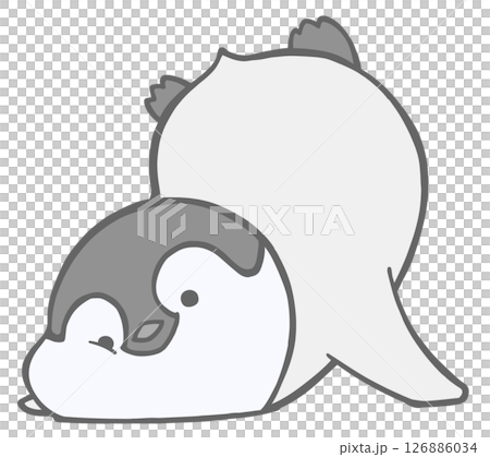 前のめりにこけるコウテイペンギンのヒナ 126886034
