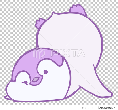 Emperor penguin chick falls forward (purple) Emperor penguin chick falls forward (purple) 126886037