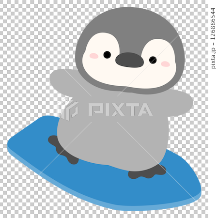 サーフィンを楽しむ夏のペンギン サーフィンを楽しむ夏のペンギン 126886544
