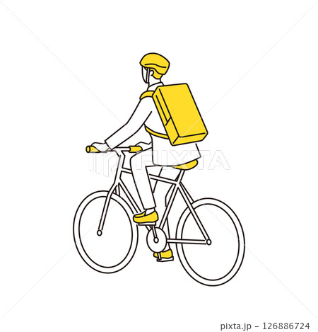 ヘルメットを着用して自転車に乗る男性 126886724