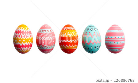 Colorful decorative easter eggs arranged with vibrant patterns 126886768