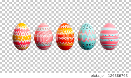 Colorful decorative easter eggs arranged with vibrant patterns 126886768
