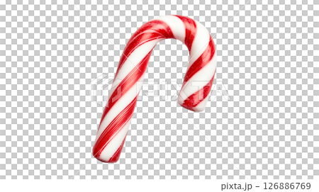 Candy cane with red and white stripes, traditional holiday candy 126886769