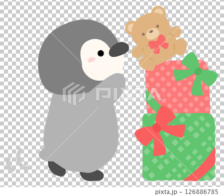 クリスマスプレゼントとペンギン 126886785