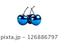 Shiny blue metallic cherries with a transparent background 126886797