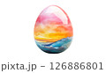 Colorful watercolor egg with scenic landscape design 126886801