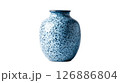 Elegant blue ceramic vase with speckled design and smooth finish 126886804