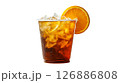 Refreshing iced drink with citrus garnish and ice cubes 126886808
