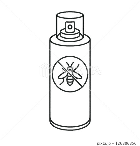 殺虫剤の線画イラスト、虫除けスプレー、シンプル、アイコン、素材、背景なし 126886856